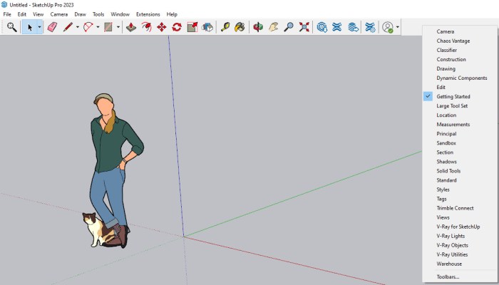 Komponen basic toolbar sketchup untuk desain interior